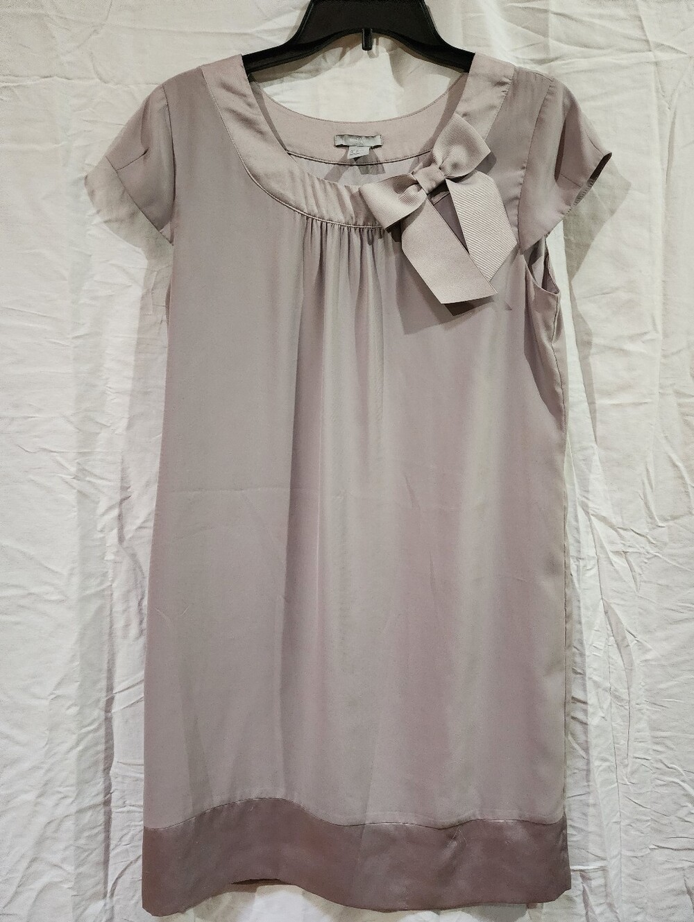H&M Dusty Mauve Bow-Detail Shift Dress